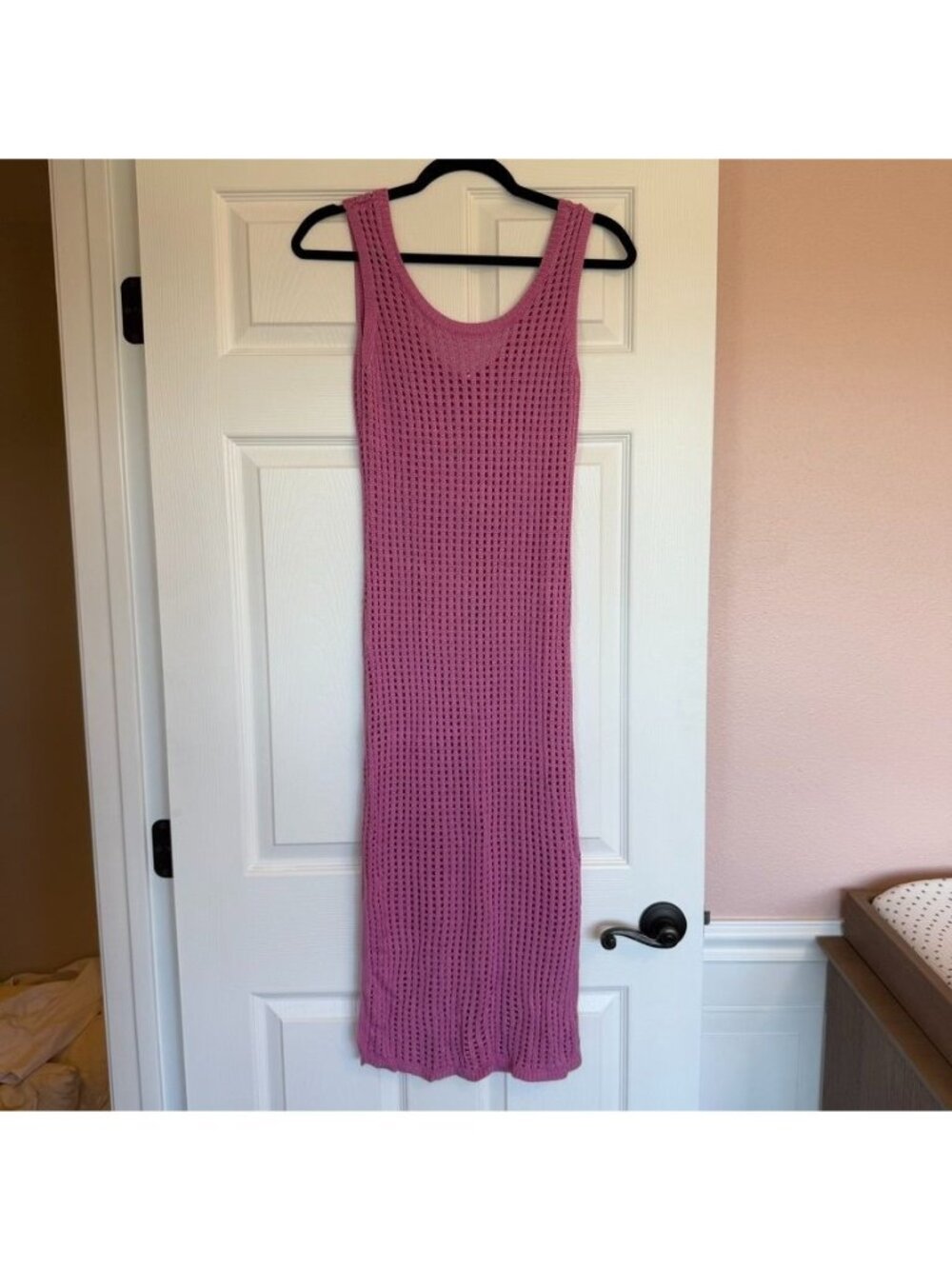 Free People Open Knit Pink Midi Dress Coverup Size OS